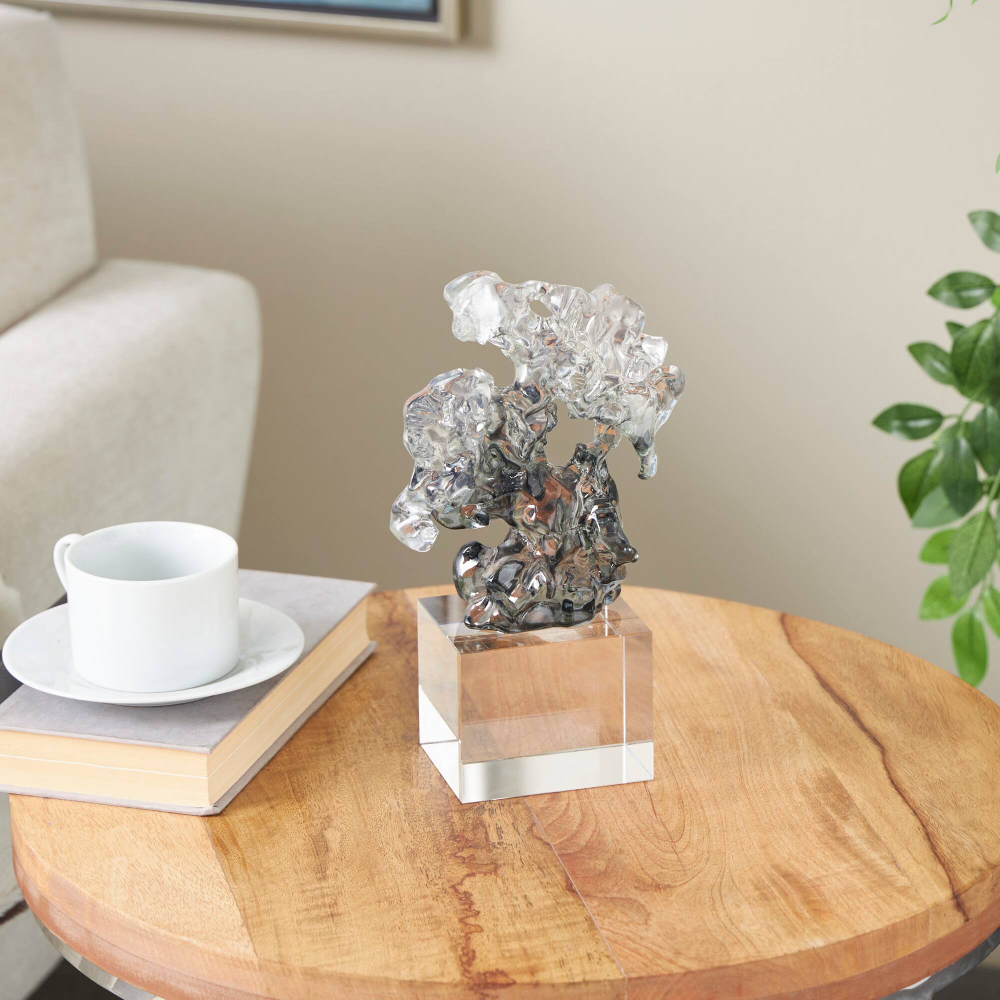 10" Clear Freeform Glass Sculpture